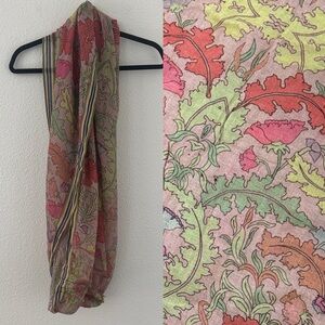 Vismaya 100% Wool Infinity Leaves Paisley Circle Scarf Green Fairy Anthropologie